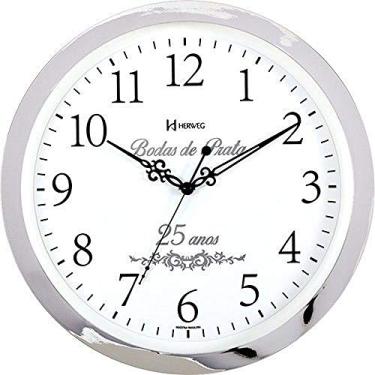Imagem de Relógio de Parede 25 anos Bodas de Prata Herweg 6816-28