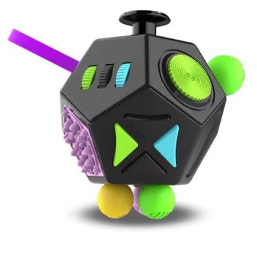 Imagem de Brinquedos De Cubo De 12 Lados, Brinquedos De Inquietação Aliviam O Estresse E A Ansiedade Para Crianças, Adolescentes E Adultos Com Dda, Toc, Tdah, Autismo (Preto)