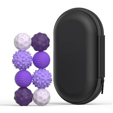 Imagem de Bolas Sensoriais Magnéticas Anti-Estresse, 8 Peças, Texturas Variadas em Silicone, com Estojo Portátil (Roxo)