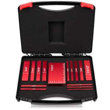 Imagem de Conjunto de medidores de altura de blocos de configuração, 15 peças de barras de configuração de alumínio de precisão para roteador e acessórios de serra de mesa, montagem em madeira