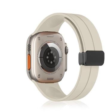 Imagem de Pulseira Marfim Magnética 42/44/45/49mm Com Imã Fecho Preto Compatível