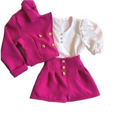 Imagem de Conjunto infantil menina e juvenil blazer shorts 2 peças  - Vickmodast