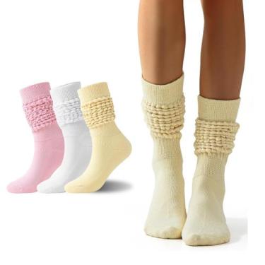 Imagem de Meias Slouch Sock Scrunch para mulheres Flydo Stacked High, pacote com