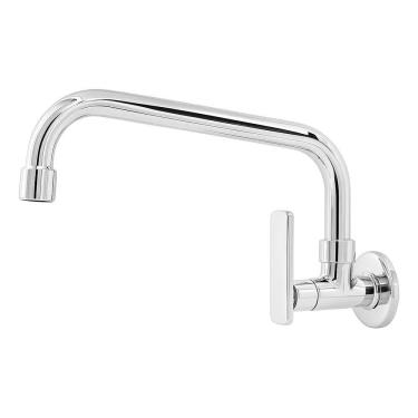 Imagem de 2X Torneira Br Shopper Cozinha Reta Baixa Metal Inox Parede