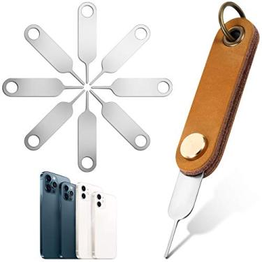 Imagem de Weewooday 20 Pezzi Strumenti di Rimozione di SIM Scheda Pin di Espulsione del Vassoio di SIM Carta Strumento di Espulsione di SIM con 1 Ciondolo di Portachiavi Rimovibile per Smartphone e Tablet