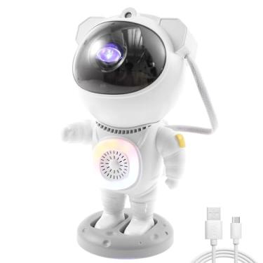 Imagem de DJAPWPX Projetor de galáxia astronauta com ângulo ajustável de 360 graus, criativo, luz noturna para crianças, luz noturna estrelada para quarto, sala de estar, presente de aniversário