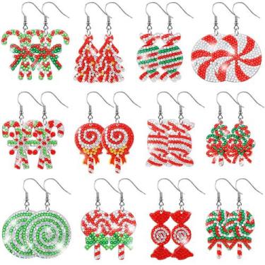 Imagem de Art Craft Kit Remuuly, 12 pares de brincos de diamante de Natal, 5x5 c
