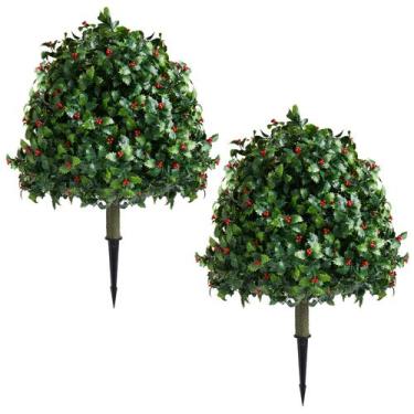 Imagem de Bolas artificiais de topiaria de azevinho de Natal 1409KMT 64cm x2