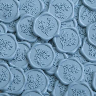 Imagem de Adesivos UNIQOOO Wax Seal, 100 unidades, azul empoeirado, 3 cm