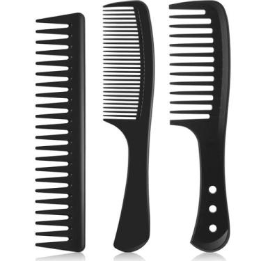 Imagem de Conjunto de pentes de cabelo Patelai Wide Tooth Desembaraçador de Fibr