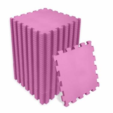 Imagem de SELLER Tapete de Encaixe em EVA – 36 peças 31×31 cm, 5mm espessura, superfície antiderrapante, modular tipo quebra-cabeça, piso infantil, academia (Rosa)