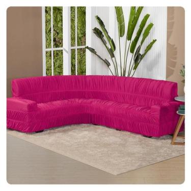 Imagem de Capa para Sofá de Canto 6 Lugares Elasticada Lisa Malha - LENHARO ENXO