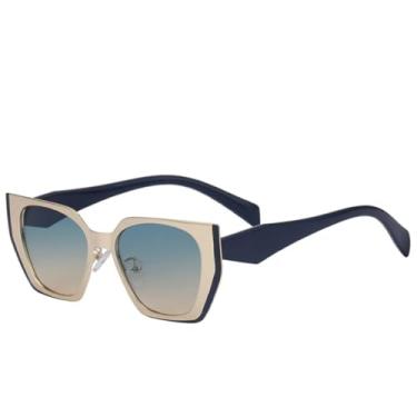 Imagem de Óculos de sol olho de gato femininos de luxo, populares, retrô, armação grande, masculino, para atividades ao ar livre, viagem, proteção solar UV400 (dourado, verde, amarelo)