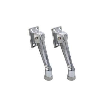 Imagem de QCAA Rolha de porta dobrável resistente, 12,7 cm, zinco fundido, cromado acetinado, pacote com 2, feito em Taiwan