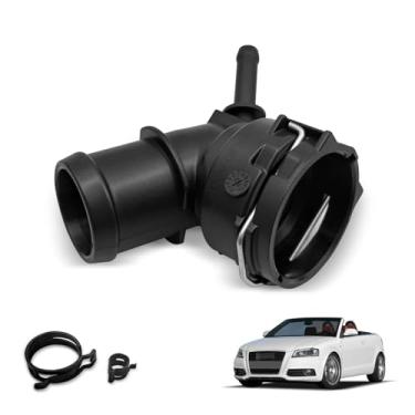 Imagem de 1K0122291BE Mangueira de refrigeração de acoplamento de radiador com 2 braçadeiras conector superior compatível com Audi A3 Q3 S3 TT VW Jetta Caddy Golf Touran 5QD122291AD