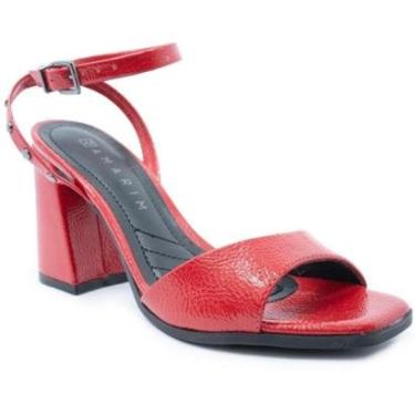 Imagem de Sandália Ramarim Salto Bloco Médio Feminina - Vermelho - 40-Feminino
