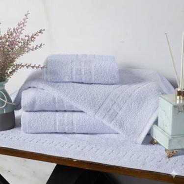 Imagem de Tapete Toalha de Piso Profissional, Branco, 90% Algodão e 10% Poliéster, 72 x 45 cm, Atoalhado, 350g/m², para Hotelaria, Hospitais e Clubes