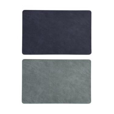 Imagem de Jogo Americano Couro Dupla Face 4 ou 6 Unidades — Mesa Posta Elegante Antiderrapante e Impermeável (AZUL,6 PEÇAS)