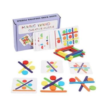 Imagem de Quebra-Cabeça De Palito De Sorvete De Madeira Arco-Íris Para Crianças,