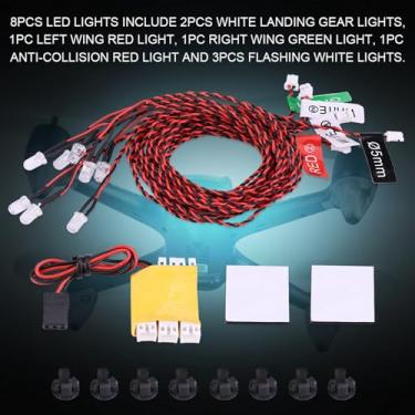 Imagem de Generic Kit de Luz Intermitente RC Com 8 Luzes LED para Helicóptero de Avião RC, Modo de Controle Remoto, Adequado para Transmissor FUTABA/JR/KO, Comprimento de Cabo de 600 Mm, para Entusiastas