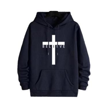 Imagem de Moletom Masculino Com Estampa De Cruz De Jesus Estilo Urbano Casual Un