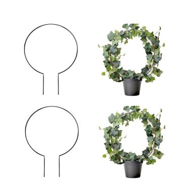 Imagem de Pacote com 2 treliças de plantas de interior para plantas trepadeiras, pequena treliça de metal de jardim para vasos de plantas ao ar livre para hera, hoya, orquídea (redondo - 16 x 24 cm)