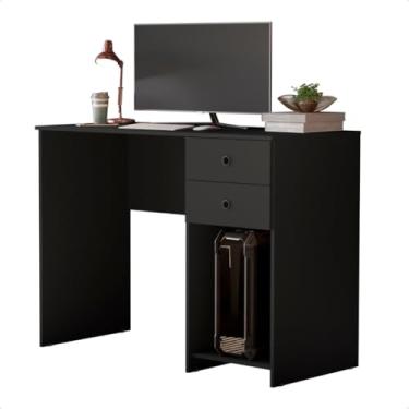 Imagem de Escrivaninha para Computador Gamer com 2 Gavetas e Suporte para CPU – Mesa de Escritório Compacta para Home Office e Estudo(Preto)
