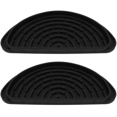 Imagem de YuGtcen 2 bandejas de gotejamento de café para dispensador de bebidas, dispensador de água e gelo semicircular preto de silicone, apanhador de gotejamento, adequado para geladeira
