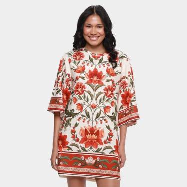 Imagem de Vestido Farm T-Shirt Básico Natalia Feminino, Preto, Vermelho, M