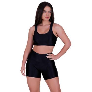 Imagem de Conjunto Top e Short 3D Academia Fitness Michele - NAKA MODAS, Preto, 