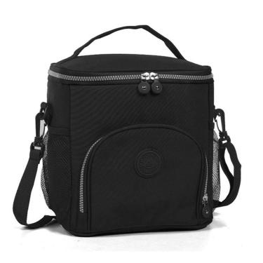 Imagem de Bolsa Térmica De Mão Quadrado Com Alça Ajustavel Marmita Lancheira Trabalho Impermeavel Cor:preto