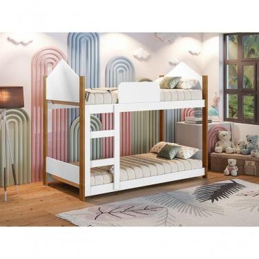 Imagem de Beliche Infantil Magia Branco Grenat - Gabrielli Móveis