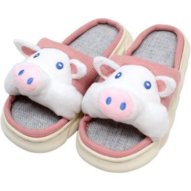 Imagem de Pantufas Sapatos Chinelo De Inverno Porquinho Pelúcia Macio - Genérico