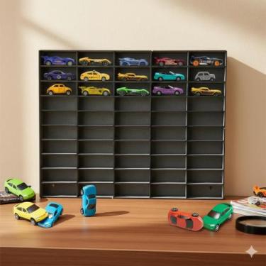 Imagem de Quadro Estante Para 50 Carrinhos HW Mdf Cru Ou Preto - MV Utilidades &