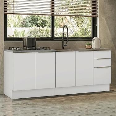 Imagem de Armário De Cozinha Compacta 200 Cm Branco/branco Veludo Lux Madesa 06 Branco/branco Veludo