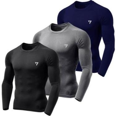 Imagem de Kit 3 Camisetas Térmicas Masculina Segunda Pele Camisa Uv50-Masculino