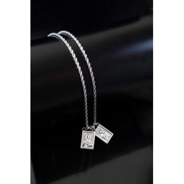 Imagem de Escapulário masculino prata corrente masculina cordão baiano/ Presente