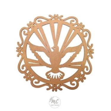 Imagem de 02 Mandalas Espirito Santo Mdf - 15cm De Diâmetro - MC ARTIGOS MDF