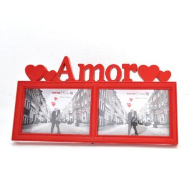 Imagem de Porta retrato de mesa Duplo Amor Vermelho para 2 fotos 15x10 - WebStor
