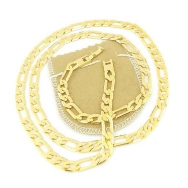 Imagem de Corrente Masculina 53cm 7mm Largura Folheada Ouro CR405 - WNBIJOUTERIA