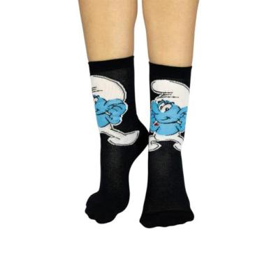 Imagem de Meia Cano Longo Smurfs T5113I Infantil Estampada Algodão T. 24/29 30/3