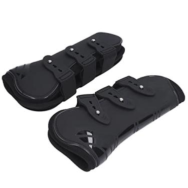 Imagem de Botas de perna de cavalo, protetor de tendão de cavalo PU Neoprene confortável para competições(Pernas dianteiras pretas, L)