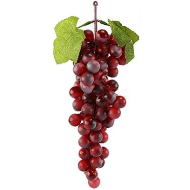 Imagem de Ulalaza 85 peças de uvas artificiais falsas grandes redondas roxas modelo realista casa casa cozinha decoração festa ornamento de mesa