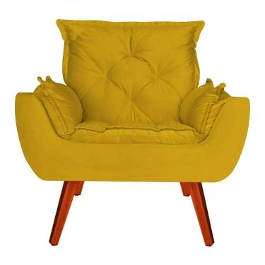 Imagem de Poltrona Decorativa Melissa Pés Madeira Suede Amarelo
