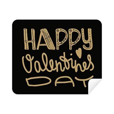 Imagem de Limpador de tela Happy Valentine Day Gold Quote Style Pano de limpeza 2 peças tecido de camurça