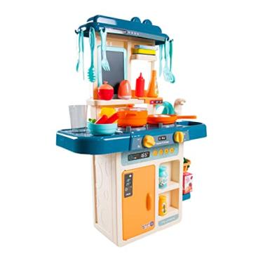 Imagem de Cozinha Infantil Brinquedo Com Água Luz Som Fumaça 42 Peças BH STORE (Azul)