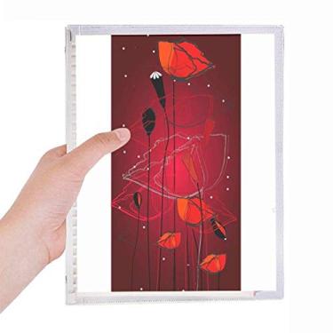 Imagem de Caderno de milho com flores vermelhas com pintura de arte abstrata e folhas soltas