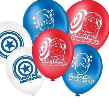 Imagem de 25 Balões Bexigas 9" peloga decoração festas Capitão América - Regina 