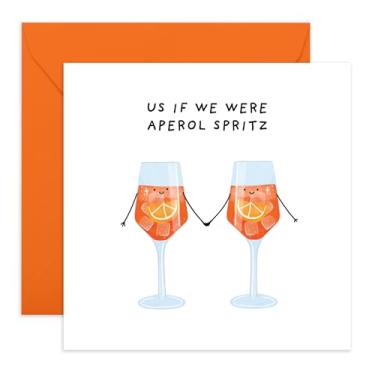Imagem de CENTRAL 23 Cartão de amor encantador para ela ou ele - "Us If We Were Aperol Spritz" - presentes para bebê, namorado, namorada, esposa, marido - bebidas Dia dos Namorados - Vem com adesivos divertidos