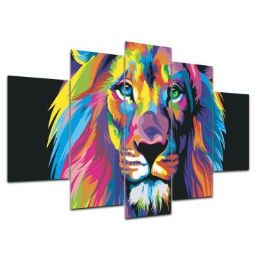 Imagem de Kit 5 Placa Quadro Decorativo 3d Borda Infinita Leão De Judá